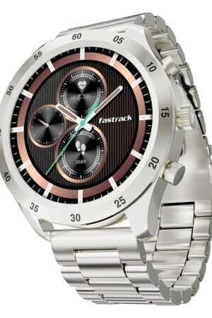 Fastrack Magnus FX2 Smart Watch, 3.35 CM TFT Display, Functional Crown, SingleSync BT Calling,AI Voice Assistant, DND & Power Saving Mode, 650 Nits, 100+ Sports Mode & Smartwatch Faces, IP67 (Sliver)
