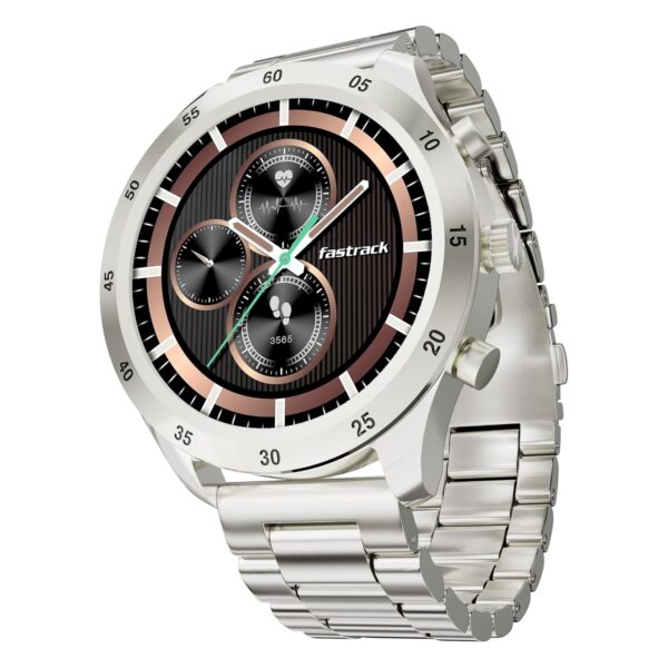 Fastrack Magnus FX2 Smart Watch, 3.35 CM TFT Display, Functional Crown, SingleSync BT Calling,AI Voice Assistant, DND & Power Saving Mode, 650 Nits, 100+ Sports Mode & Smartwatch Faces, IP67 (Sliver)