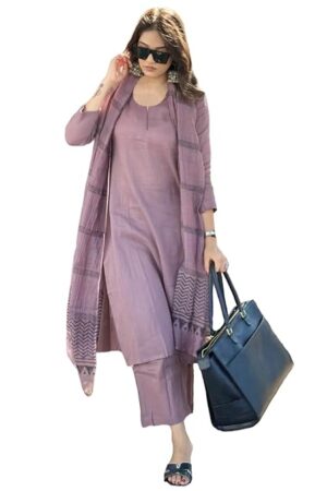 ANNI DESIGNER Women's Rayon Blend Solid Straight Kurta with Pant & Dupatta