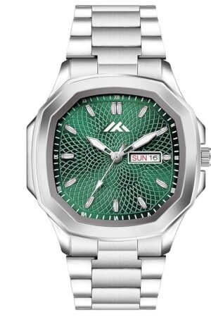 ON TIME OCTUS Analogue Stylish Silver Color Case with Stainless Steel Strap and Day Date Display Men's Wrist Watch